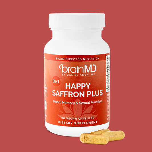 BrainMD Dr. Amen Happy Saffron Plus – with Saffron Flower Extract, Curcumin & Zinc – Vegan & Gluten-Free